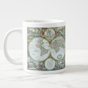Grande Tasse Carte antique du monde du 17e siècle, Frederick De