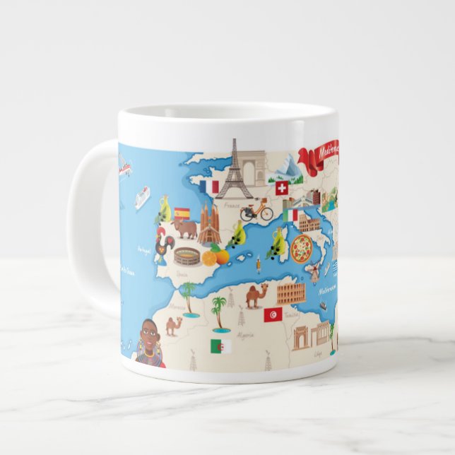 Grande Tasse Carte de la Méditerranée (Devant gauche)