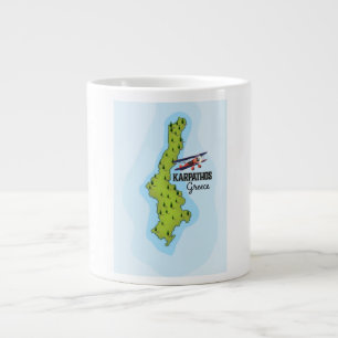 Grande Tasse Carte grecque Karpathos Affiche illustrée