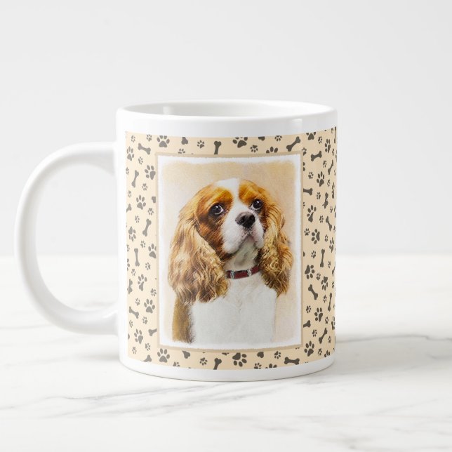 Grande Tasse Cavalier King Charles Spaniel Peinture originale (Gauche)