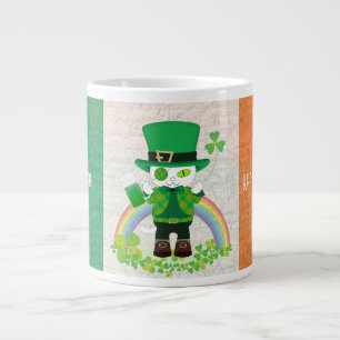 Grande Tasse Célébrez la Saint Patrick avec un chat chanceux
