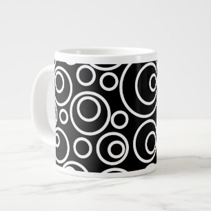 Grande Tasse Cercles blancs Design sur Noir