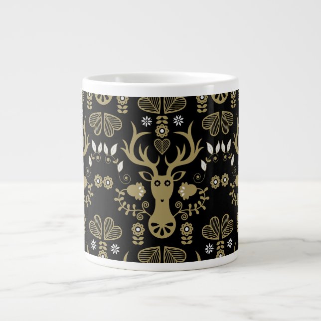 Grande Tasse Cerf d'art populaire scandinave (Devant)