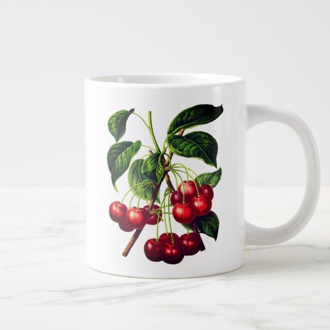 Grande Tasse Cerises botaniques vintages Imprimer (Droite)