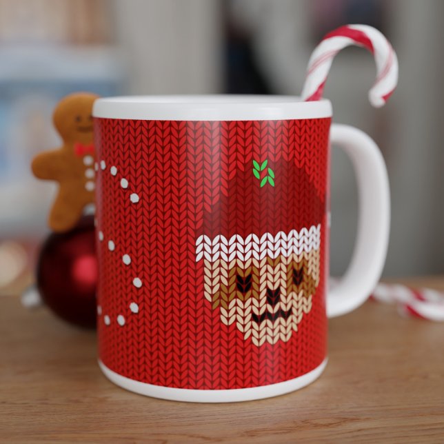 Grande Tasse Chandail de Noël Monogramme Géant Mug de café (Merry Slothmas! If you love sloths, Christmas and large coffee mugs - just add your initial)