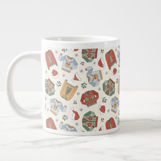 Grande Tasse Chandails de Noël et Motif Casquette (Gauche)