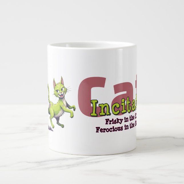 Grande Tasse Chaos Cat 20oz Mug – Incitata: Frisky in Sheets (Devant)