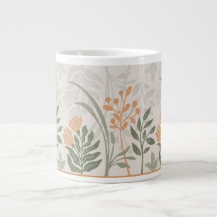 Grande Tasse Charmant Botanique Folk Vert et Orange