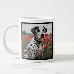 Grande Tasse Charmant Chien De Dalmation Dans Le Champ De Pavot