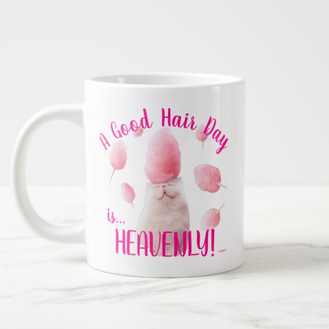 Grande Tasse Chat Avec Coton Candy Cheveux (Gauche)