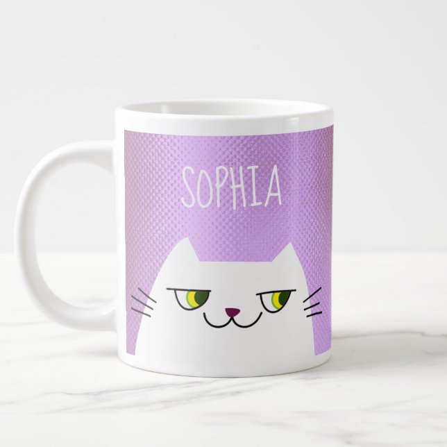 Grande Tasse Chat Cute Kawaii rose (Gauche)