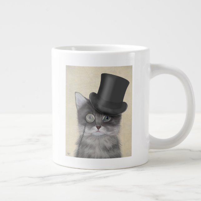 Grande Tasse Chat gris avec chapeau supérieur (Droite)