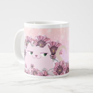 Grande Tasse Chat Mignon Fleurs Roses