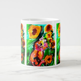 Grande Tasse Chat orange et tournesols