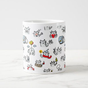 Grande Tasse Chats amusants, lait et magie.