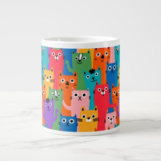 Grande Tasse Chats colorés motif (Devant)
