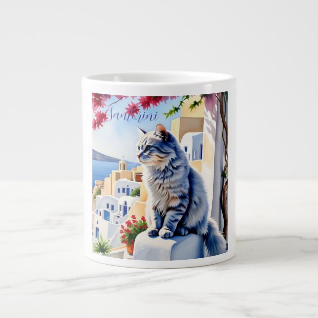 Grande Tasse Chats et beauté de Santorin (Devant)