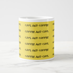 Grande Tasse "chats et café" répétant le jaune motif