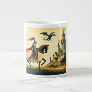 Grande Tasse Chevalier médiéval/dragon/château fantastique