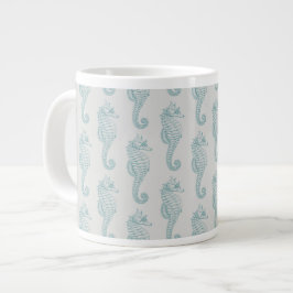 Grande Tasse Chevaux de mer tropicaux, Motif hippocampe - gris 