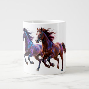 Grande Tasse Chevaux Mystiques Néon Course Galactique Paire Fan