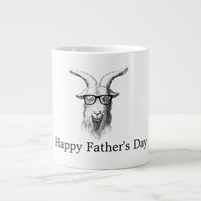 Grande Tasse Chèvre Hipster avec lunettes (Devant)