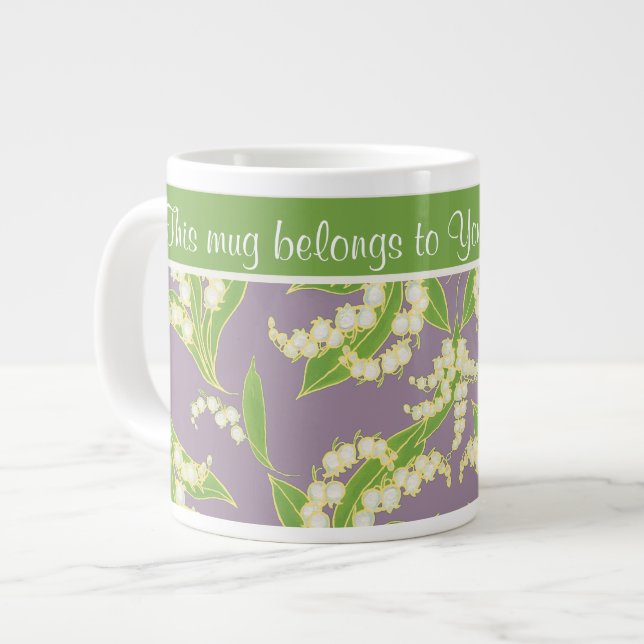 Grande Tasse Chic Jumbo Café Mug : Lys of the Valley, Mauve (Devant gauche)