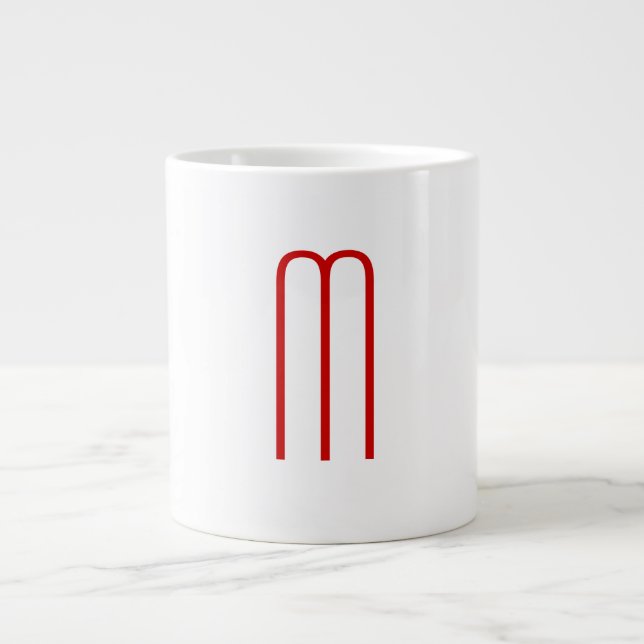 Grande Tasse Chic Unique Monogramme Rouge Blanc Plaine Simple (Devant)