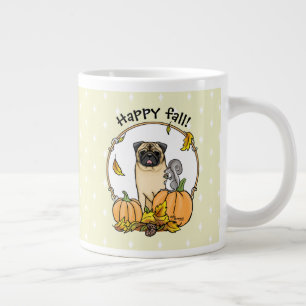 Grande Tasse Chien Carlin d'automne (fawn) Citrouille mignon Fe