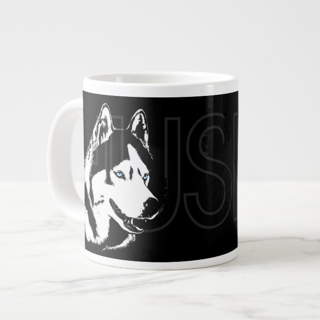 Grande Tasse Chien Husky Café Mug Sibérie Husky Sleg Chien Coup (Devant gauche)