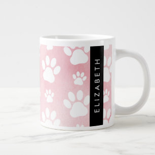 Grande Tasse Chien Paws, White Paws, Aquarelles roses, Votre No