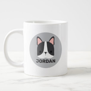 Grande Tasse Chien-taureau français mignon avec nom personnalis
