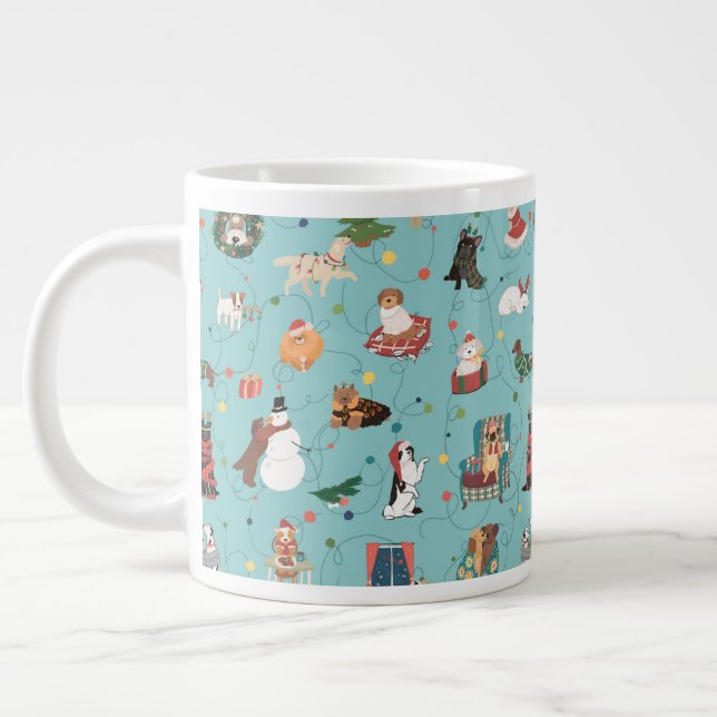 Grande Tasse Chiens de Fêtes en Motif de pulls de Noël (Gauche)