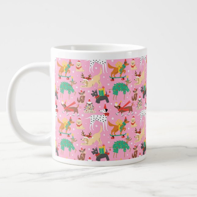 Grande Tasse Chiens de Noël en Motif de vêtements de vacances (Gauche)
