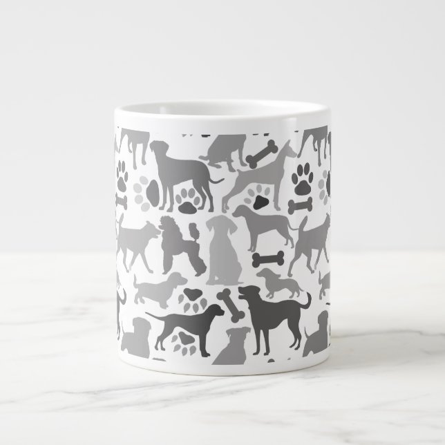 Grande Tasse Chiens et pattes motif 03.b Blancs BG (Devant)
