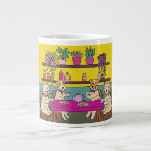 Grande Tasse Chiens prenant le thé de l'après-midi