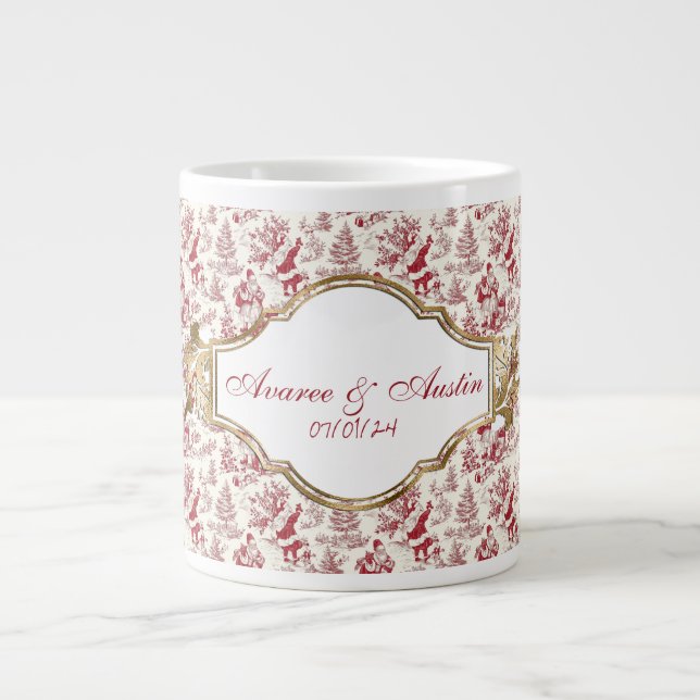 Grande Tasse Chinoiserie de Noël rouge Nouveaux mariés (Devant)