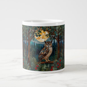 Grande Tasse Chouette boho élégant tache de verre forêt boisée