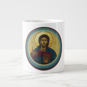 Grande Tasse Christ Pantocrator byzantin Mosaïque Art Rond