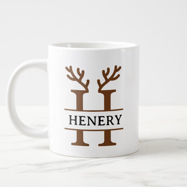 Grande Tasse Christmas Reindeer holiday Mug, Custom winter  (Gauche)