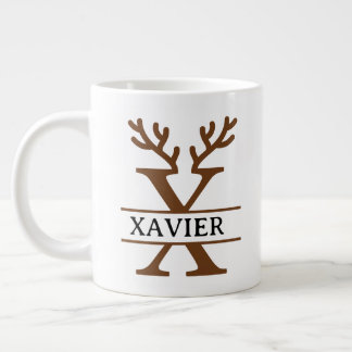 Grande Tasse Christmas Reindeer holiday Mug, Custom winter