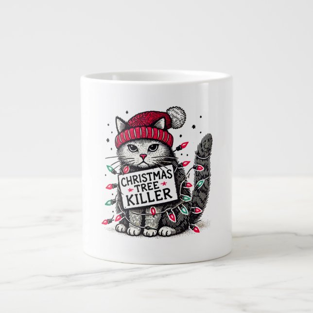 Grande Tasse christmas tree killer cat (Devant)