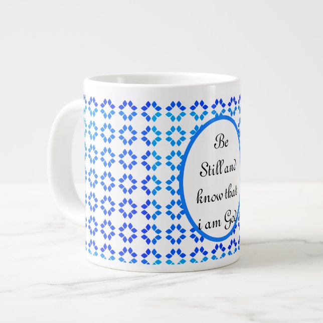 Grande Tasse Citation bleue et blanche inspirée Mug (Devant gauche)