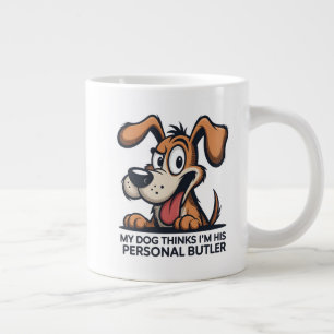 Grande Tasse Citation drôle de chien majordome de dessin animé