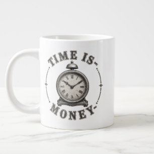 Grande Tasse Citation Horloge Rétro "Le Temps C'est De L'Argent
