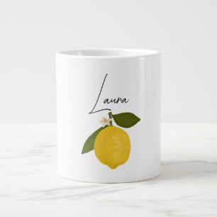 Grande Tasse Citron jaune avec feuilles vertes Agrume frais