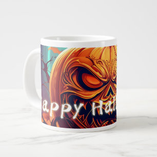 Grande Tasse Citrouille d'Halloween à branche torsadée ornée