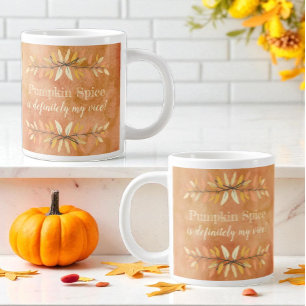Grande Tasse Citrouille Epice Aquarelle Orange Autumn Bordure f