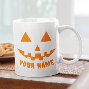 Grande Tasse Citrouille Halloween Orange Personnalisée Votre No