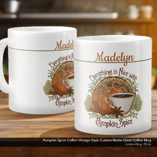 Grande Tasse Citrouille Spice Café Style Vintage Nom personnali